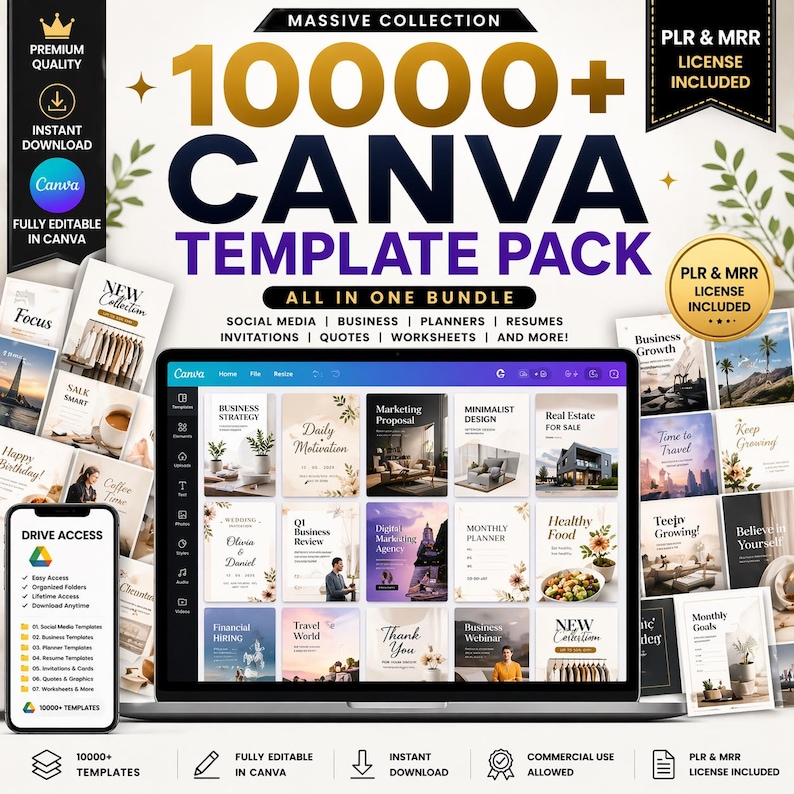 10,000+ Canva Template Pack