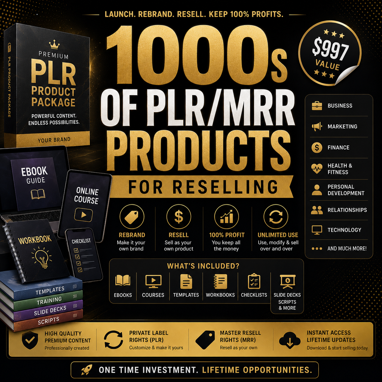 1000s of PLR/MRR Products for Reselling